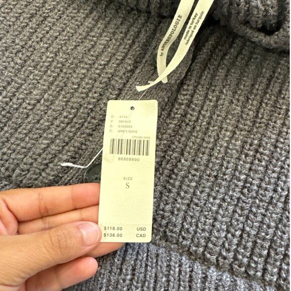 NWT Anthropologie Small Gray Cropped Twofer Cardigan Sweater Academia Preppy - Picture 7 of 10